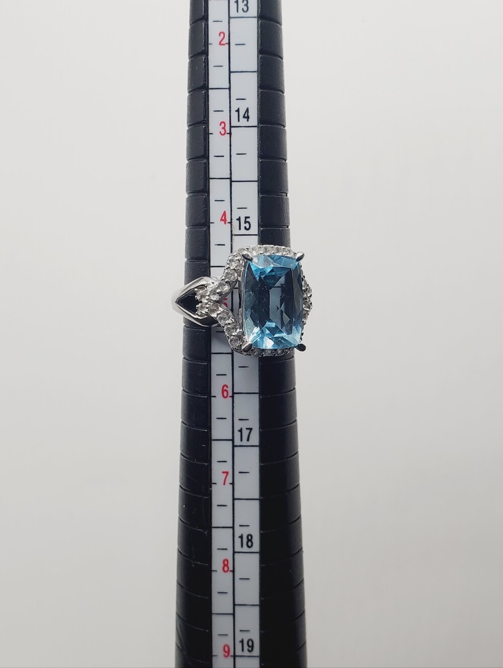 5.25 Carat Genuine Blue Topaz Halo Cocktail 925 Sterling Silver Ring - Picture 6 of 9
